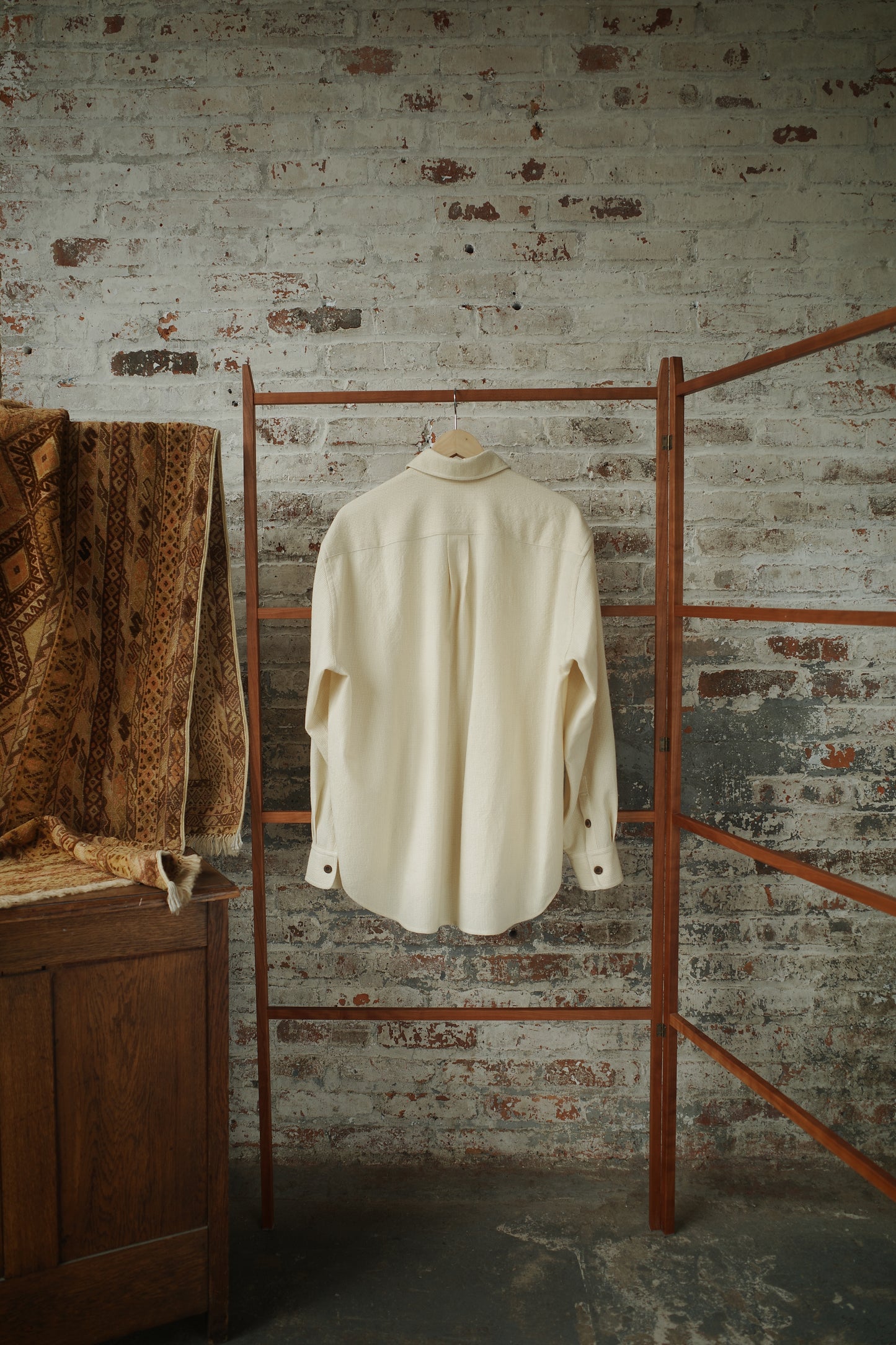 Butter Microcheck Wool Dobby Easy Shirt