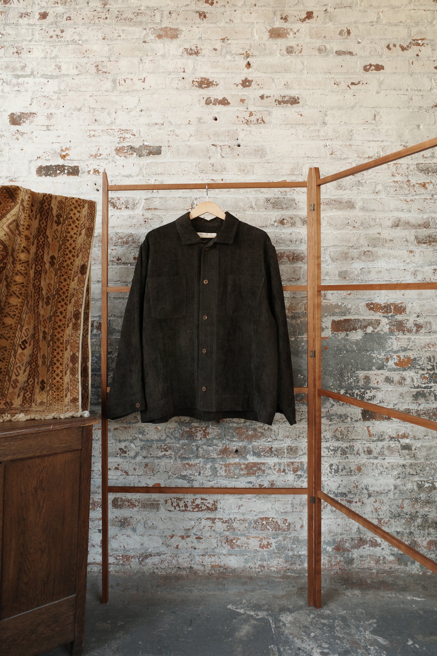 Carob Linen Velvet Boxy Shirt