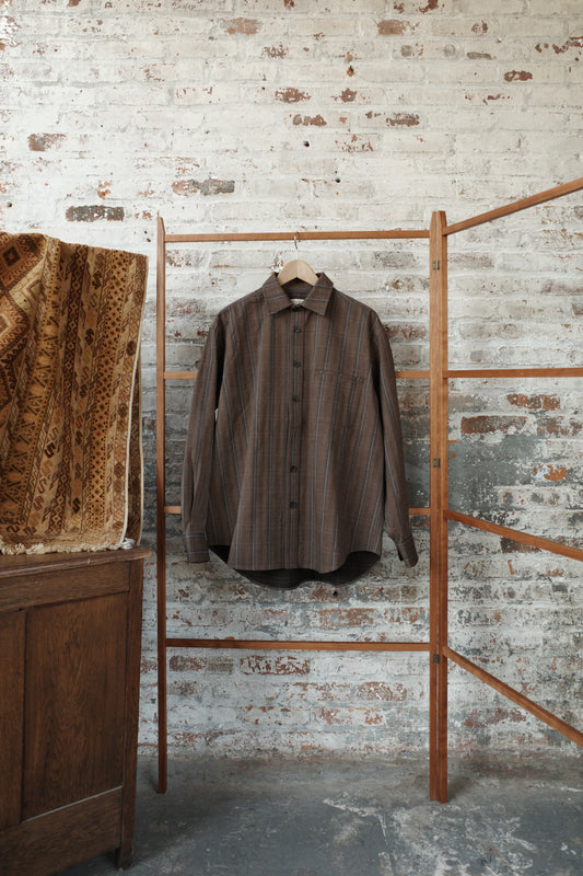 Umber Stripe Cotton Twill Easy Shirt