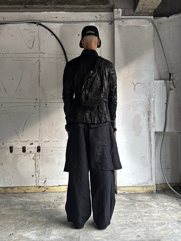 SAN263-1 Black Single Zip Leather Jacket V4