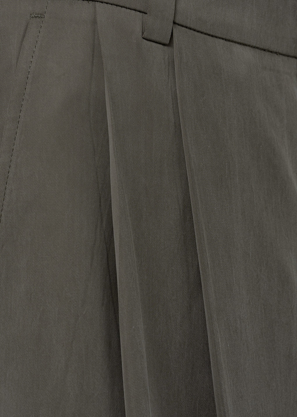 AMOMENTO Brown Cupro Two Tuck Pants