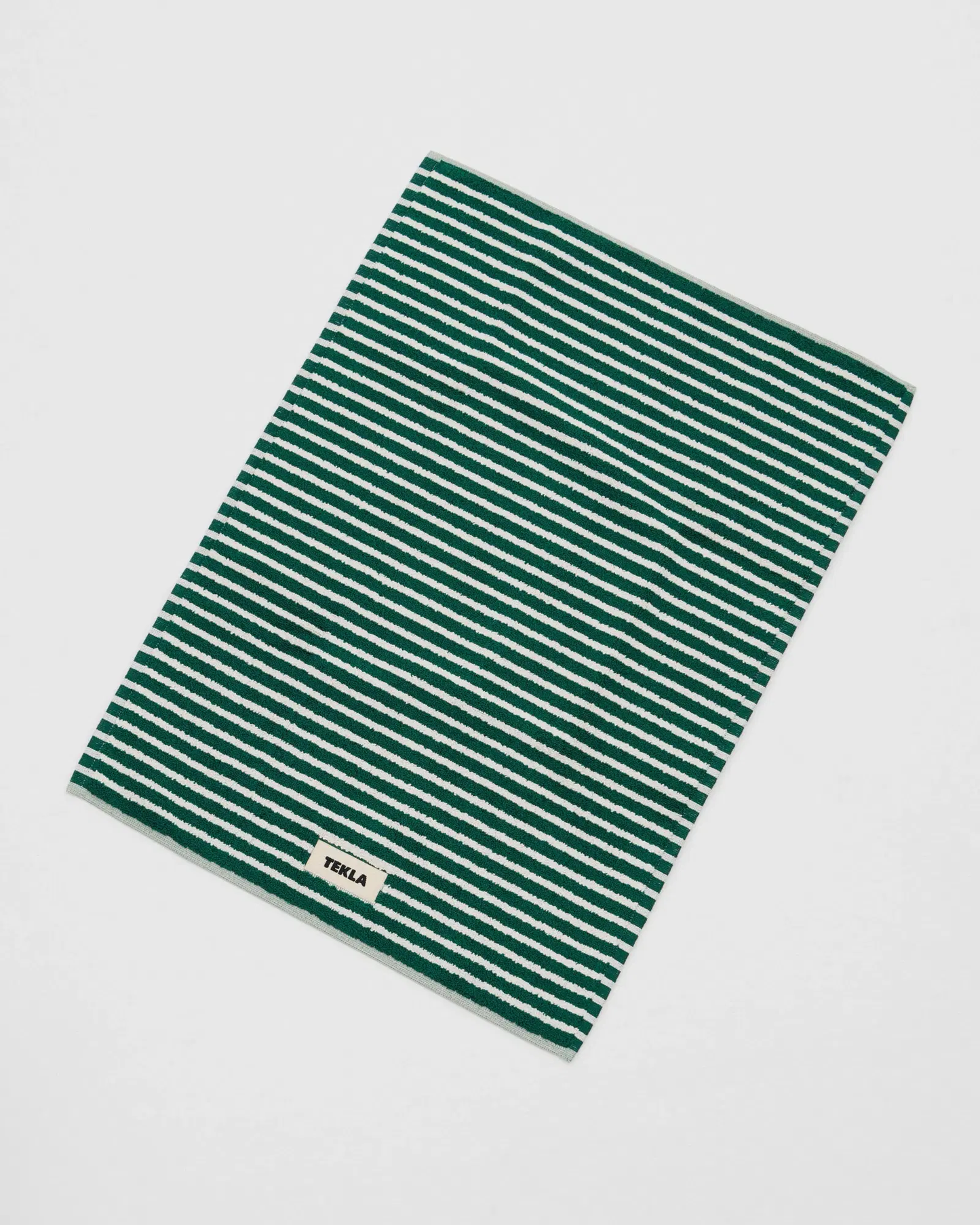 Teal Green Stripes Terry Bath Mat