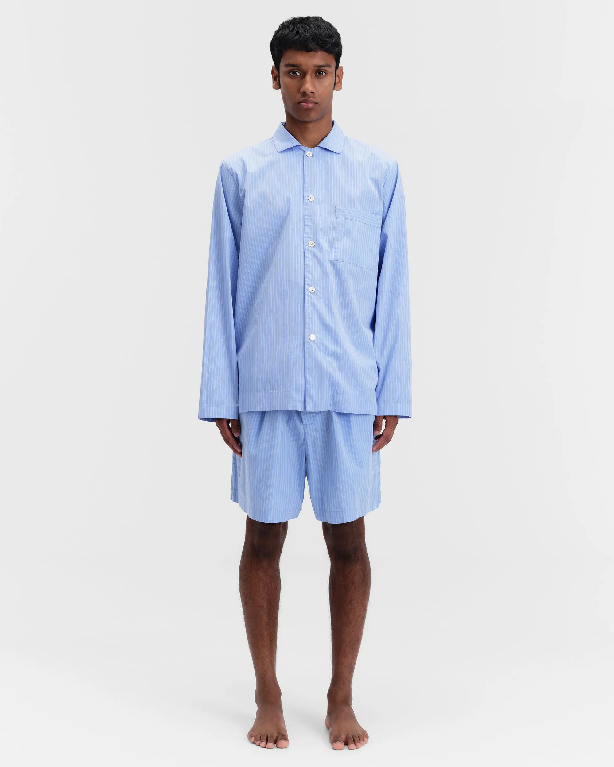 Pin Stripes Cotton Poplin Pyjamas Shorts