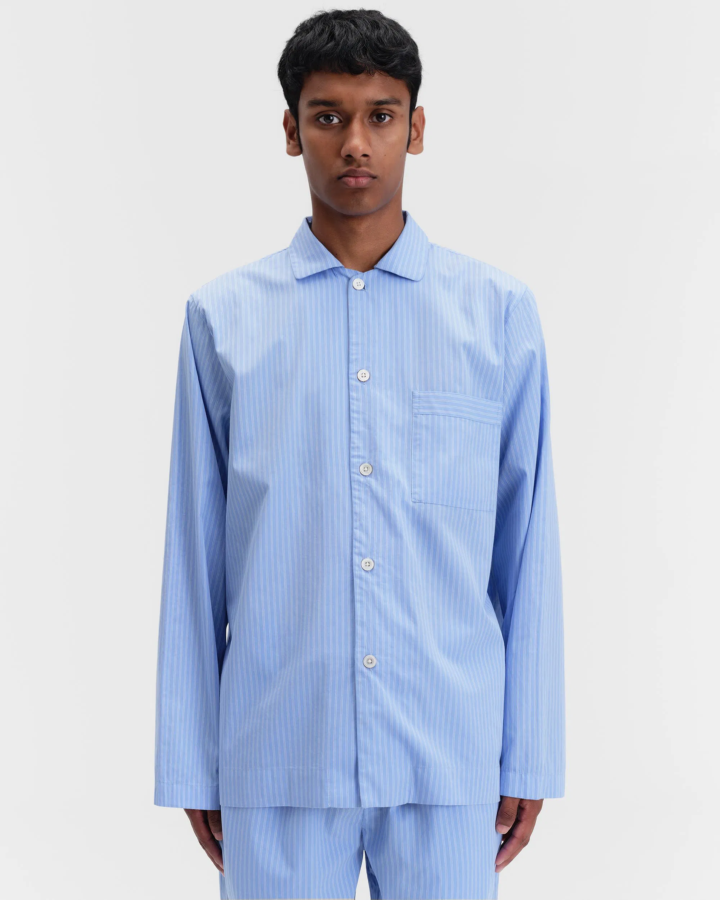 Pin Stripes Cotton Poplin Pyjamas Shirt