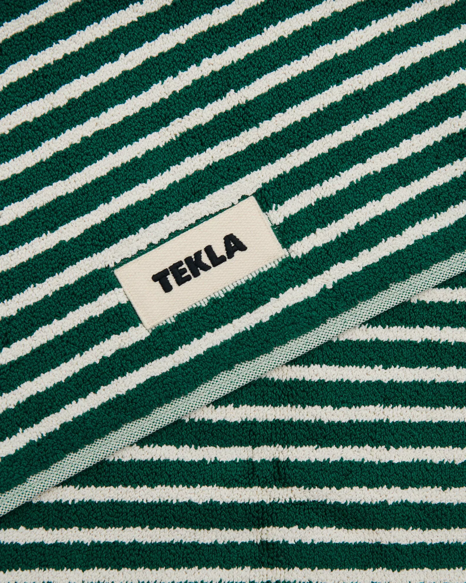Teal Green Stripes Terry Bath Mat